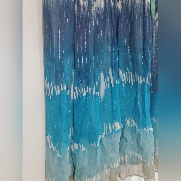 BCBG MAXAZRIA Silk Flowy sparkle wedding guest blue/green cocktail dress size 2 - Picture 6 of 8